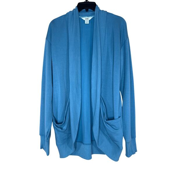 Athleta Girl Blue Fleece Cardigan Jacket XXL/16 Fits Women S–M Oversized Cozy - Picture 1 of 7